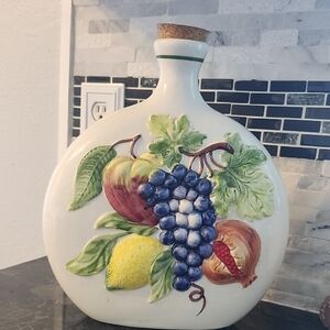 Colorful Ceramic Vase with Grape Fruit Design